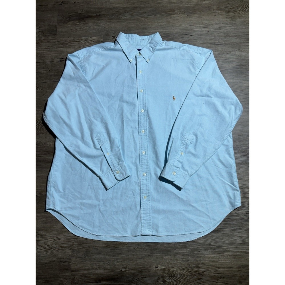 Ralph Lauren Men's 2XB Big Light Blue Oxford Button Down Shirt Pony Logo